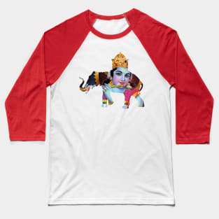 Indian Elephant cut from antique Indian Fireworks Packaging Baseball T-Shirt